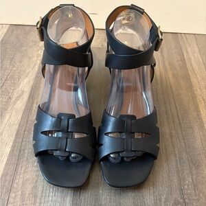 M. Gemi Ankle Strap Brown Leather Sandals black